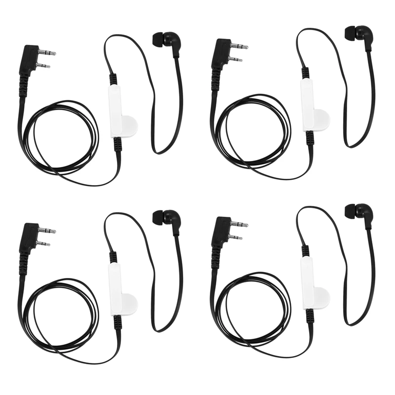 

4X 2 Pin Noodle Style Earbud Headphone K Plug Earpiece Headset For Baofeng Uv5r Bf-888S Uv5r Radio Black Wire