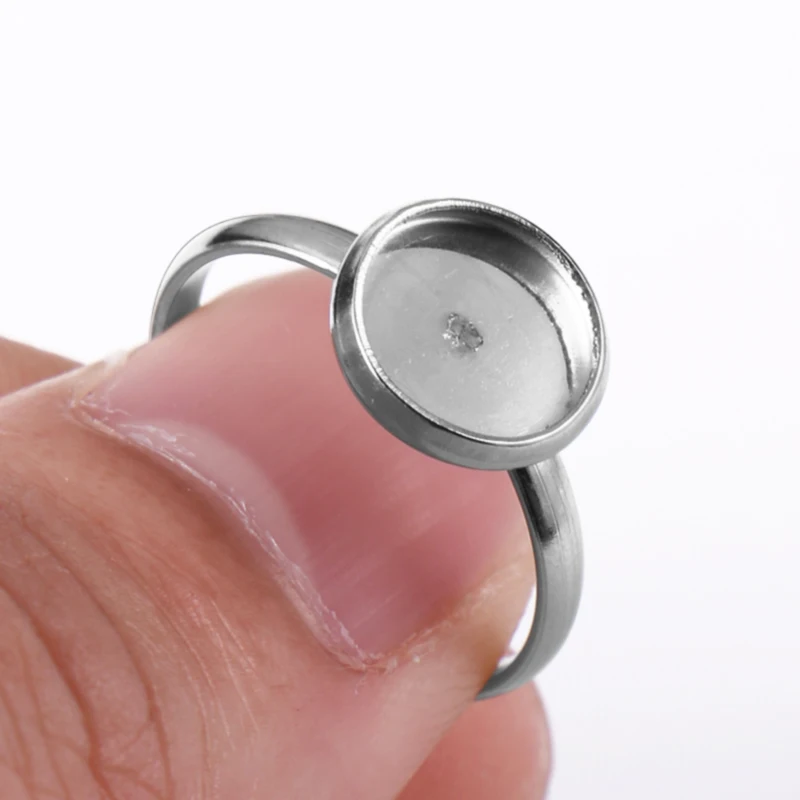 10 Pieces Ring Empty Holder Stainless Steel Inner 8mm / 10mm / 12mm Open Rings 18.5mm Wide For DIY Jewelry Making Accessories