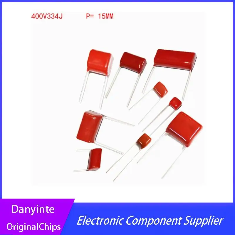 

Новинка 20 шт. 400V334J 0,33 UF шаг 15 мм 400 в 334 НФ CBB22 полипропиленовый пленочный конденсатор