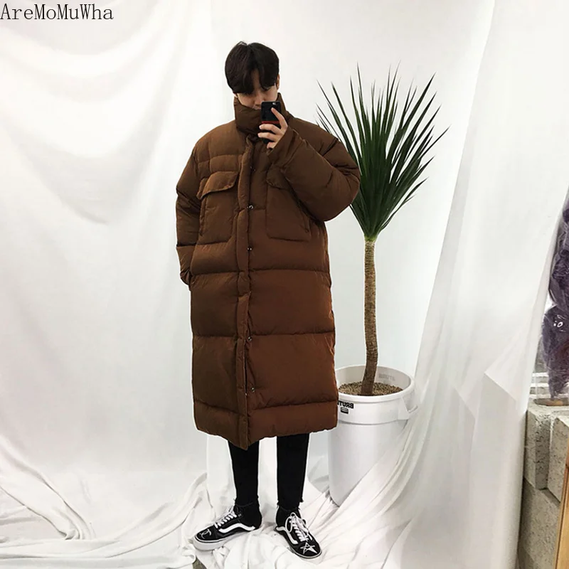 NEW Men's Cotton Coat Men's Long Section Thick Winter Stand Collar Down Cotton Pad Korean Version of The Loose Trend Coat M-3XL