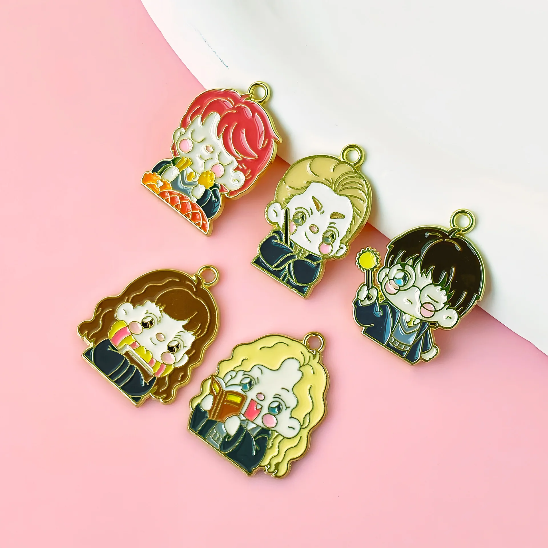 3pcs Harrise Magician Boy Academy of Magic Alloy Drip Oil Jewelry Potter Accessories Diy Pendant Student Bracelet Keychain