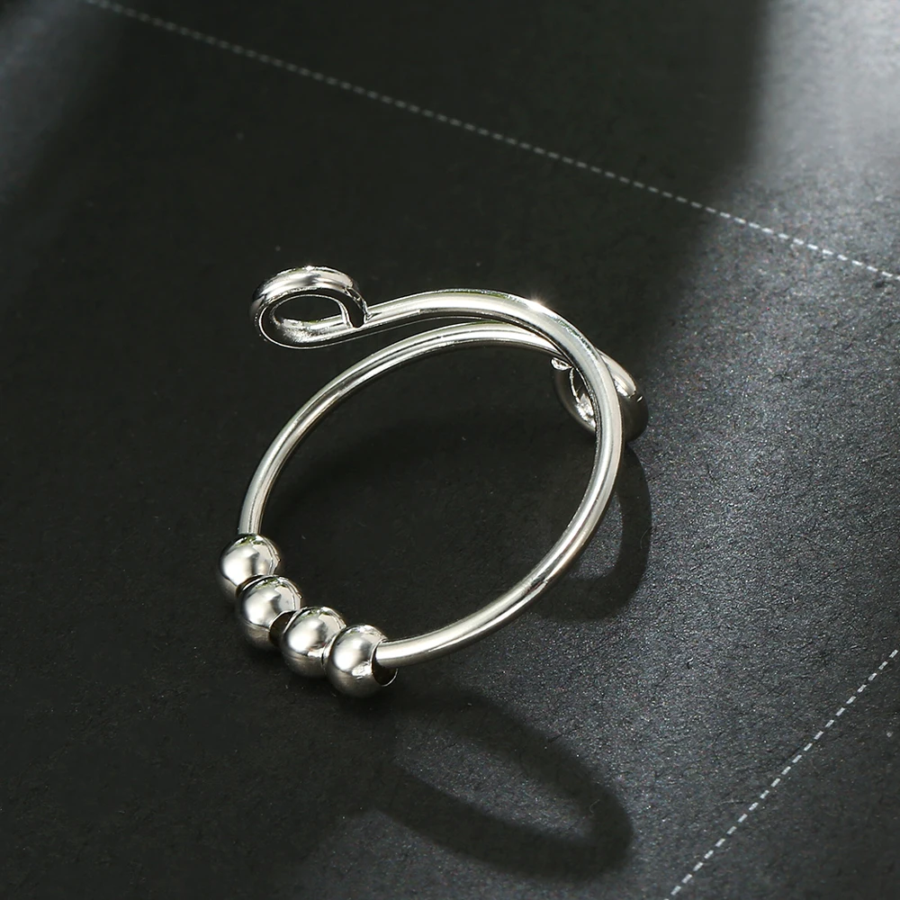 

COOLTIME Release Stress Beads Rings Stainless Steel Rings for Men Women Open Adjustable Rings Jewlery Gift 2023