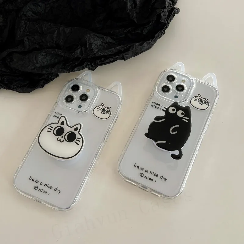 Корейский прозрачный силиконовый чехол с 3D кошачьими ушками для iphone 12 11 Pro Max 13 XR X