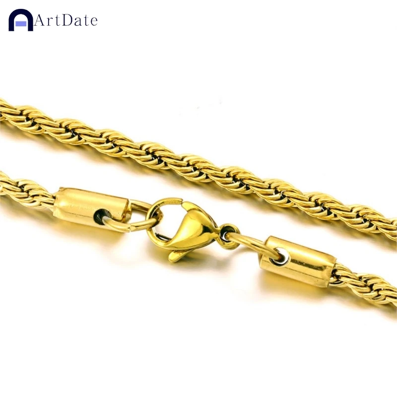 ArtDate Hip Hop Stainless Steel Twist Chain Men Bracelet Retro Gold Color Fashion For Women Trendy Jewelry Accessories