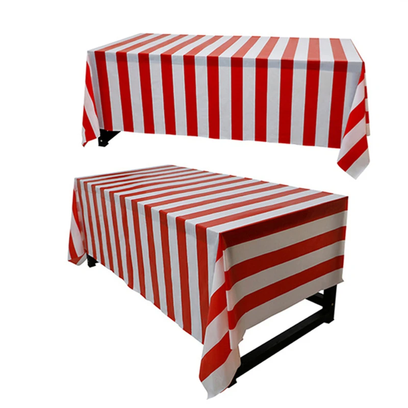 

Красно-белая полосатая настольная юбка для украшения дома