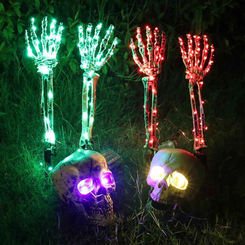 

Halloween Outdoor Decorations Skeleton Arms Waterproof Battery Operated Yard Stake LED Glow Ghost Hand Halloween Props