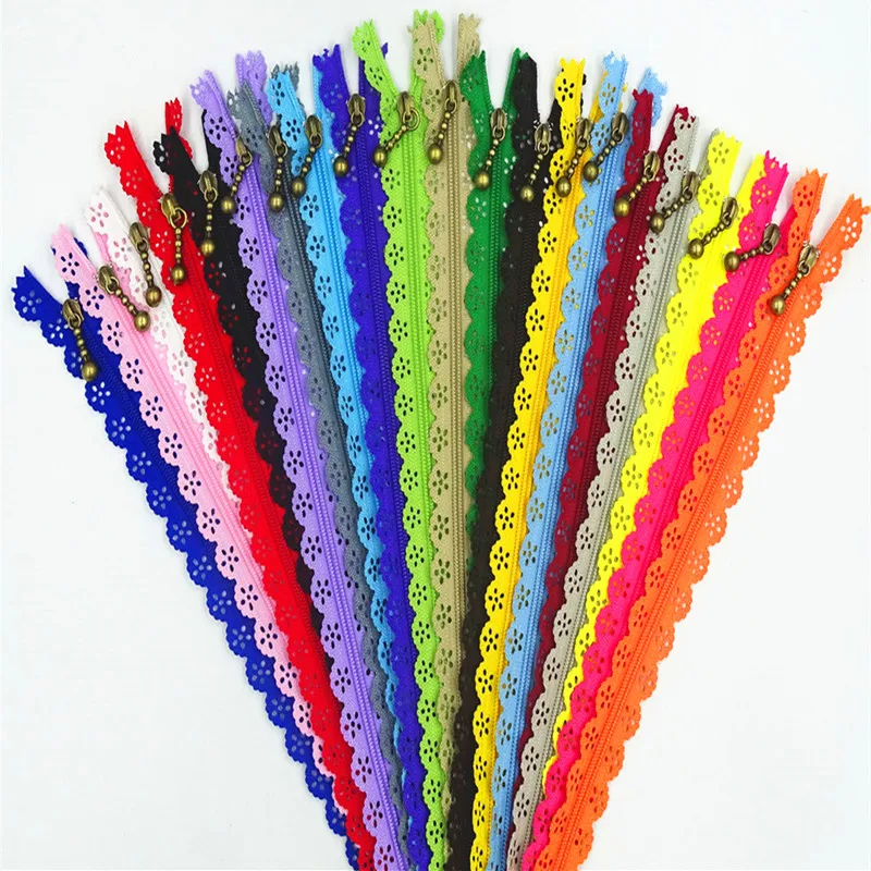 

3# Nylon Lace Zipper For Sewing Tailor Clothing 5Pcs 20 Colors 8-20 Inch DIY