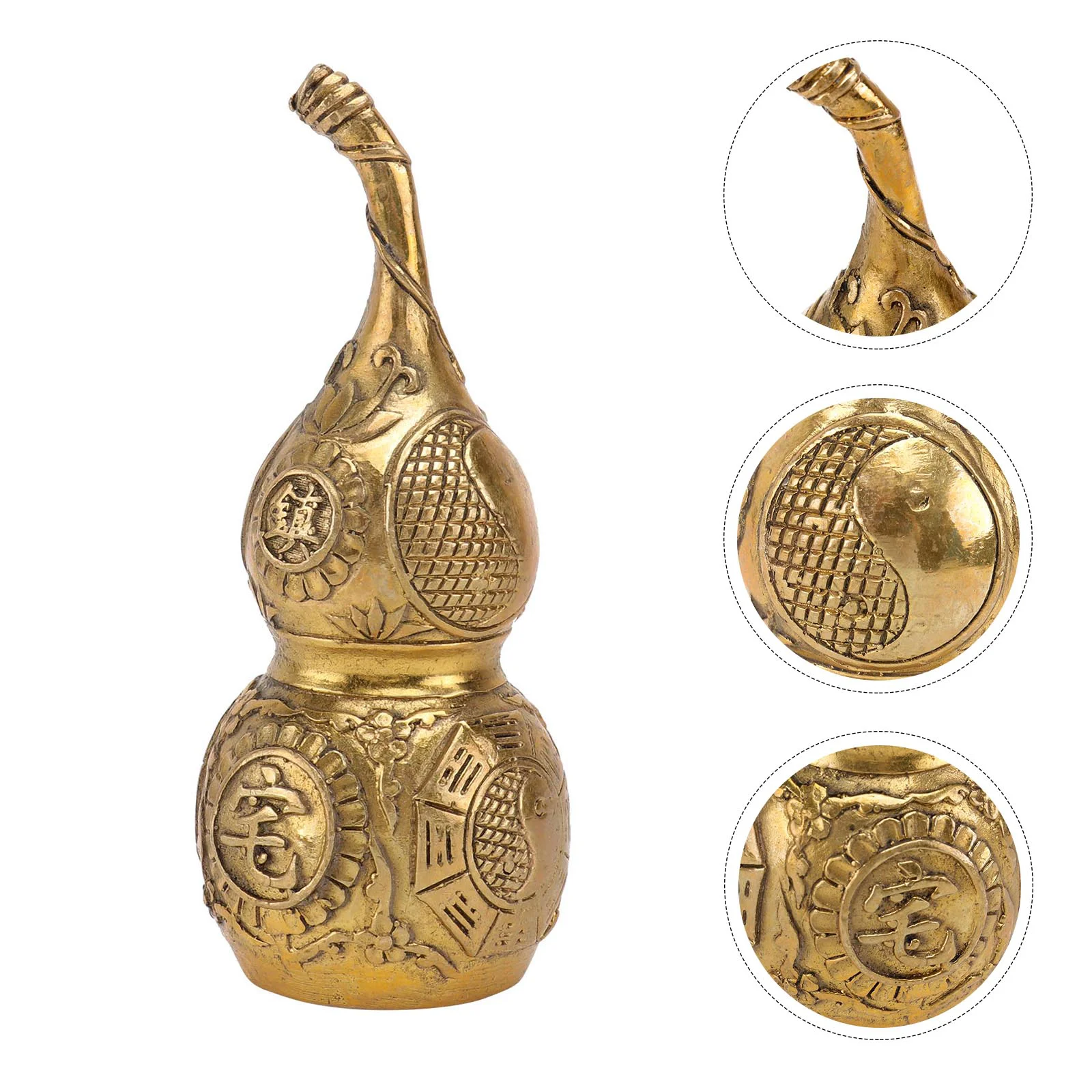 

Gourd Wu Lou Chinese Brass Statue Ornament Charm Lu Bottle Calabash Figurine Fengshui Decor Amulet Lucky Copper Groud Ornaments
