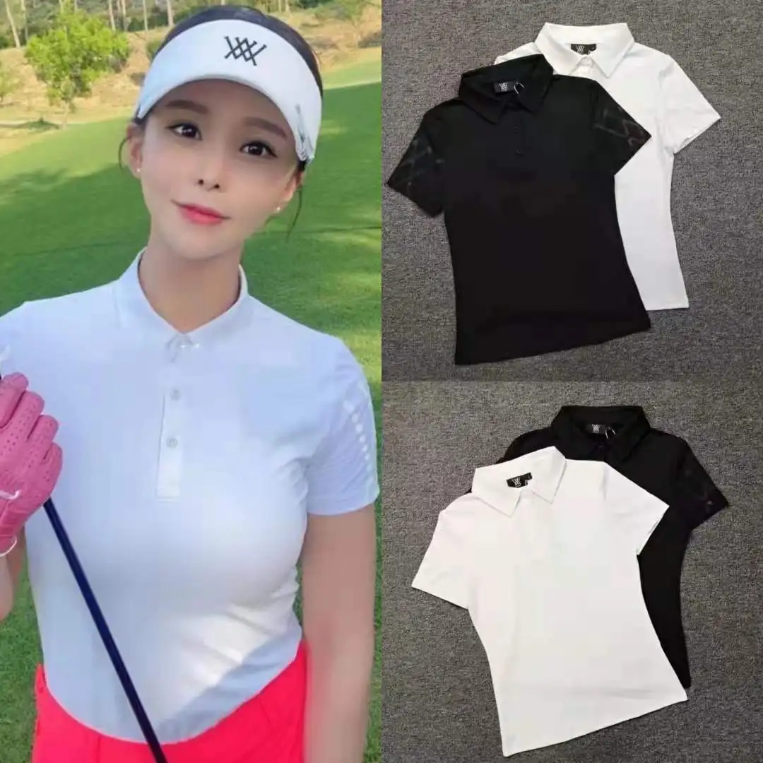 

New summer golf women's short sleeve elastic slim breathable sweat T-shirt POLO shirt
