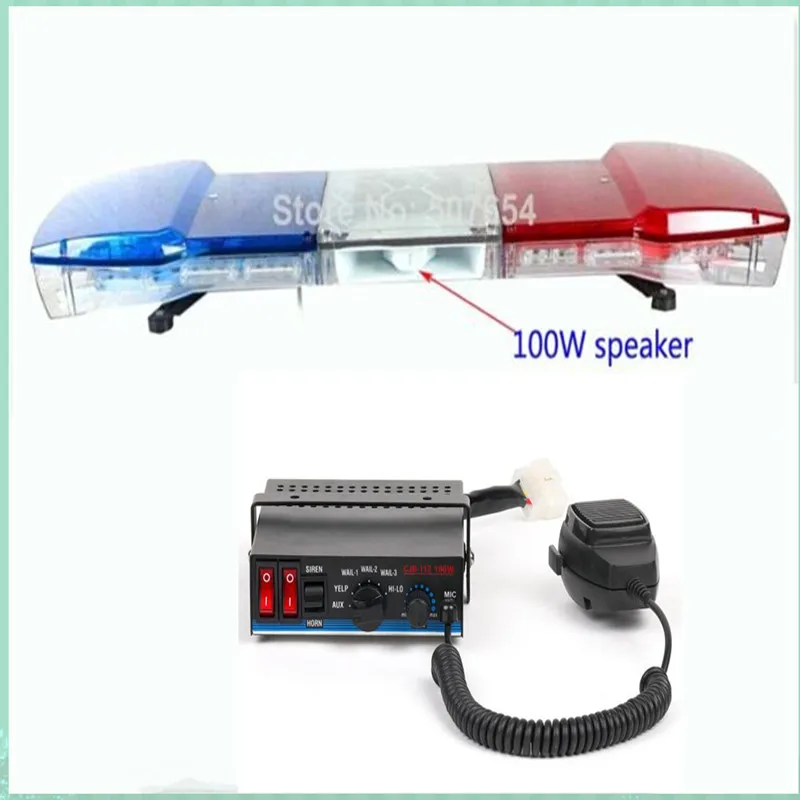 

120cm 56W Led Car warning lightbar,Ambulance Fire truck emergency lights+100W speaker+100W Police Siren amplifier,waterproof