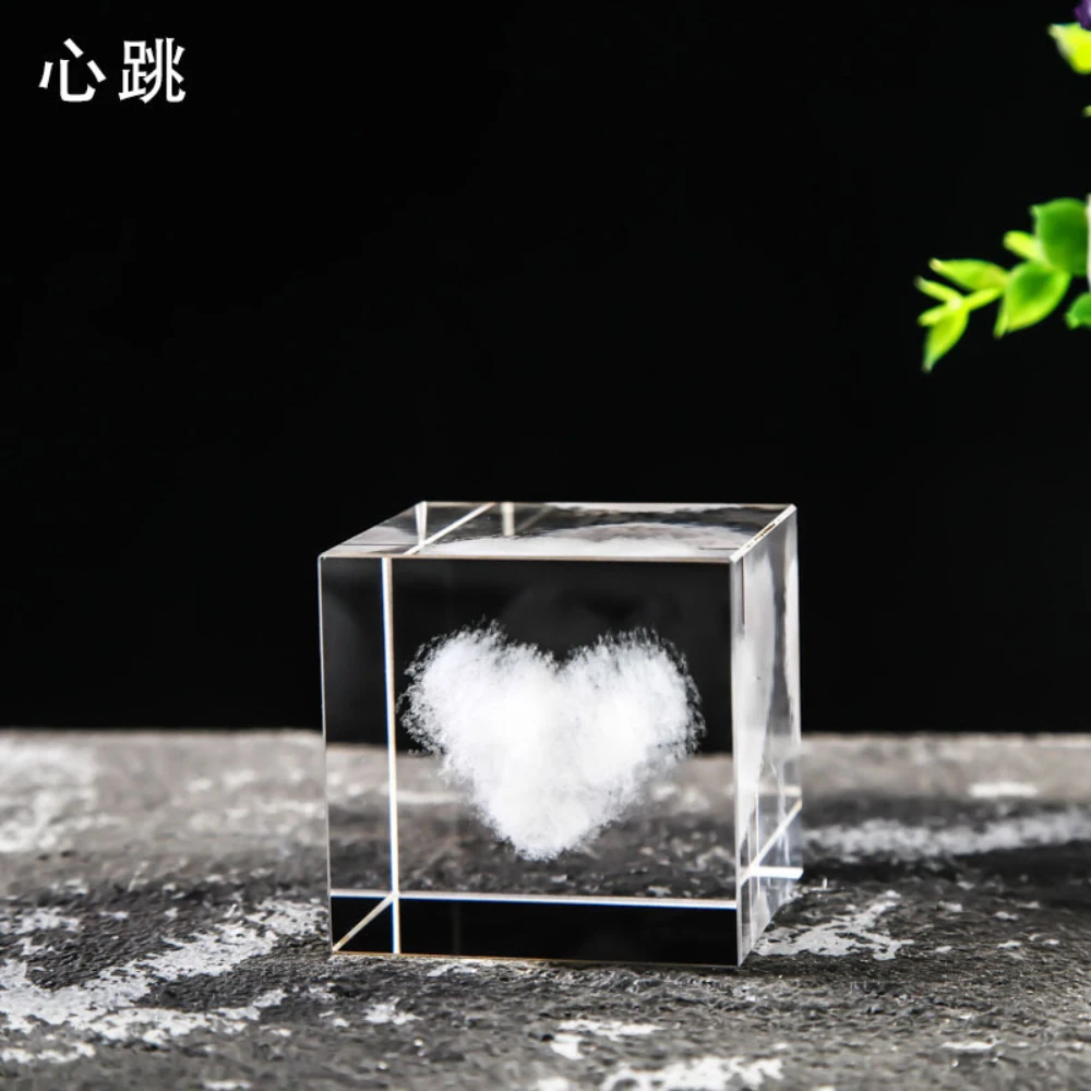 

F3 K9 Creative Christmas Gifts Ornaments Crystal Cube Home Decor Classic Pattern Solid Cubic Crystal 3D Laser Engraving