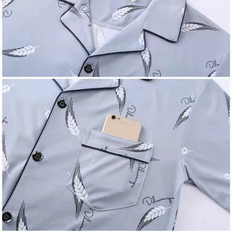 Autumn Winter Men Pajamas Set Cotton Print Sleepwear Night Suit Casual Long Sleeve Plaid Pants Pyjamas Plus Size Homewear 4XL