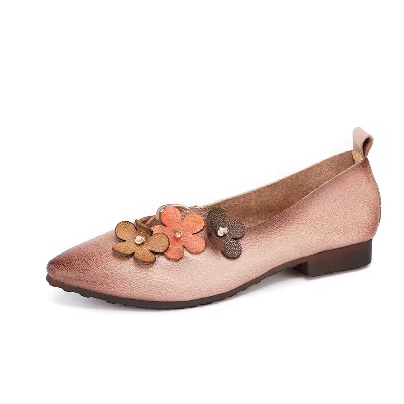

New Soft Bottom Soft Surface Literary Style Flower Pumps