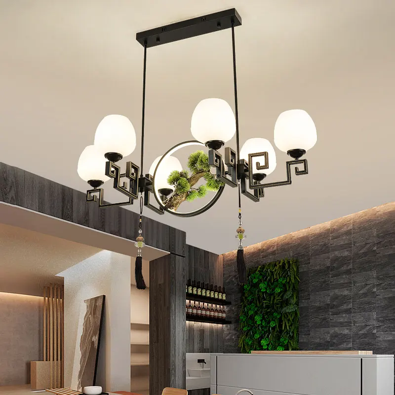 Люстра для ресторана в китайском стиле креативная лампа ретро чайной комнаты