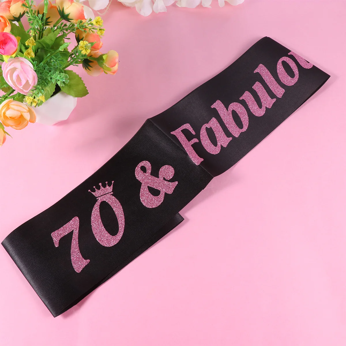 

Birthday Tiara 70Th Anniversary Women Fabulous Sash Supplies Rhinestone Band Comb Etiquette Elegant Headwear 70 Decoration Hair