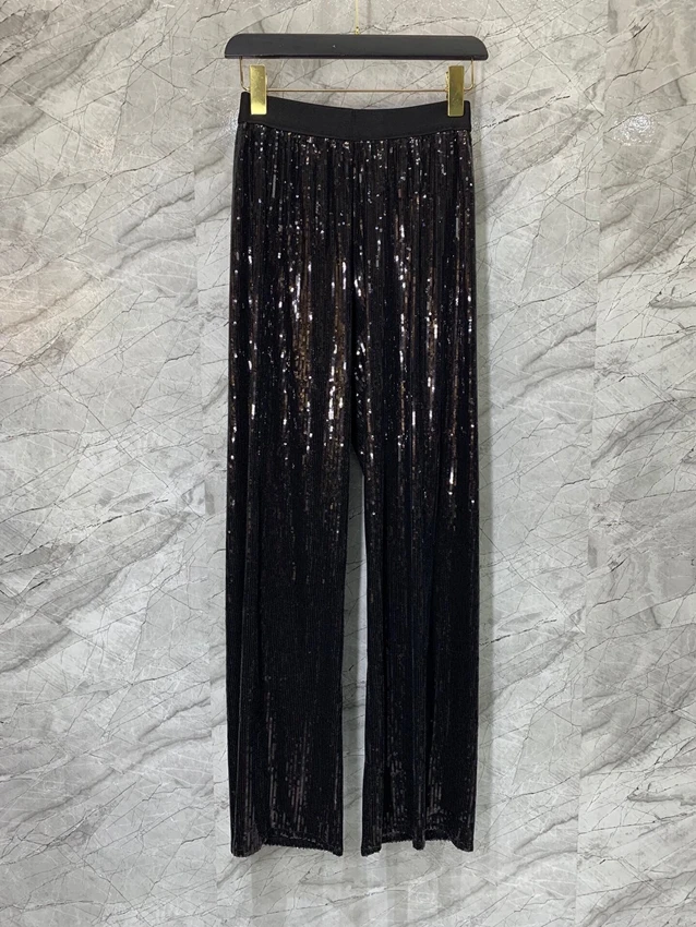 2023 new women fashion loose casual reflective sequins casual straight trousers versatile casual trousers 0427