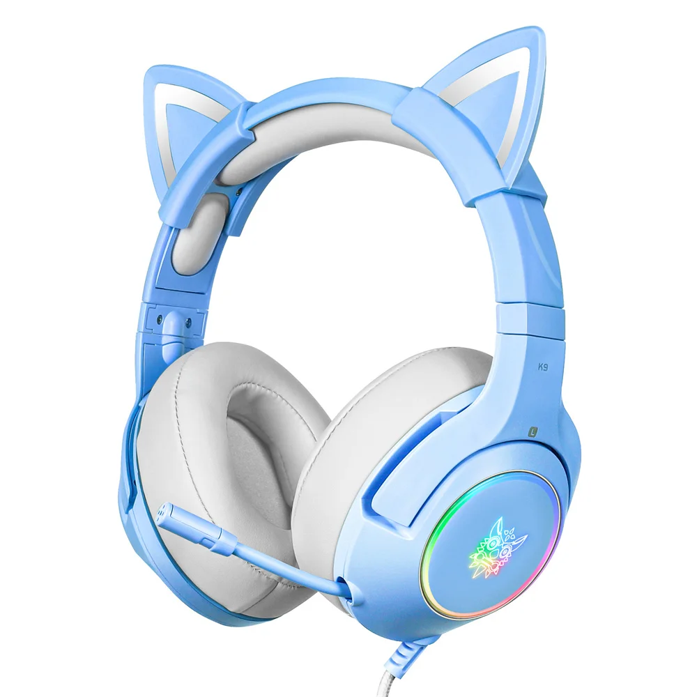 

ONIKUMA K9 Pink Cat Ear Headphones With RGB LED Light Flexible Mic Gaming Headset 7.1 Surround Computer Earphones For PC Gamer