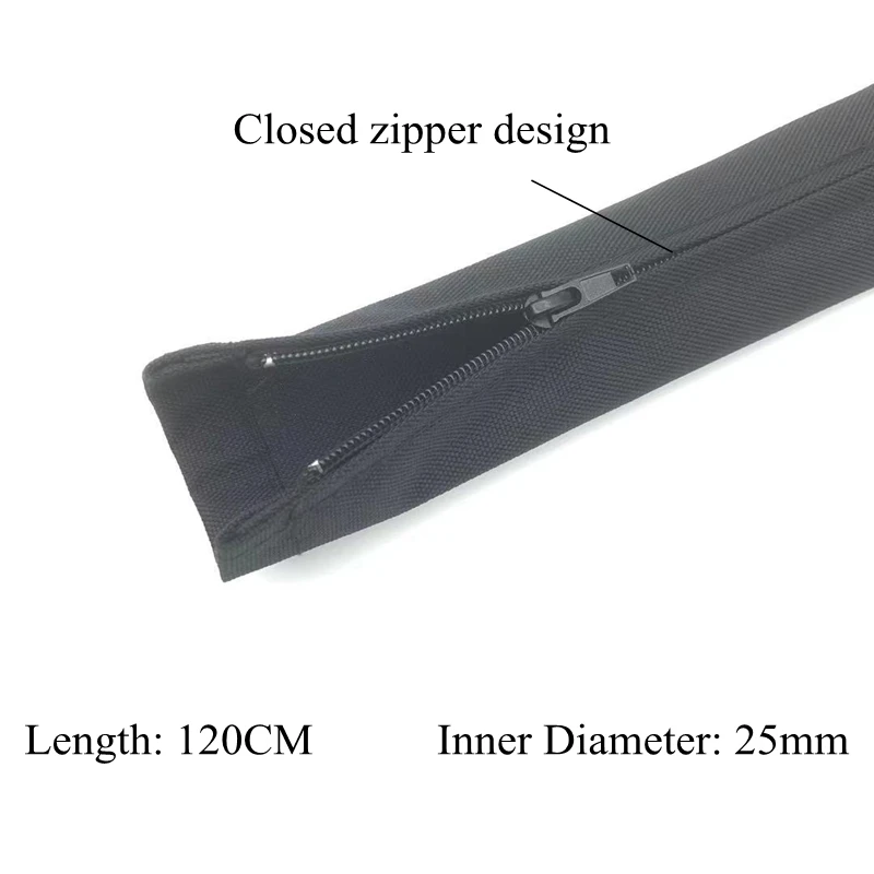 

25mm Zipper Cable Sleeve Flexible Nylon Cable Sock Harness Line Sheath Organizer Wire Wrap Management Cord Hider Protection