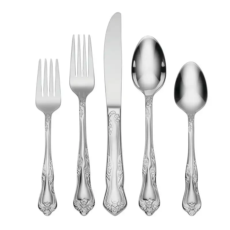 

. Deluxe Silver 20 Piece Everyday Flatware Set with Cuttlery - Perfect for Parties & Meals, Service for 4