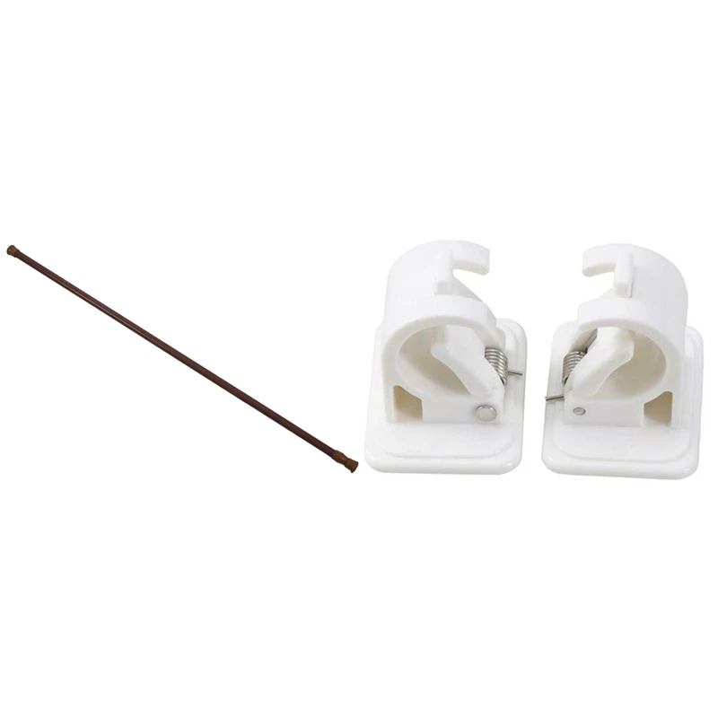 

1X Extendable Telescopic Spring Loaded Rods,70-120Cm & 2X Self Adhesive Hooks Rod Bracket Towel Curtain Bracket