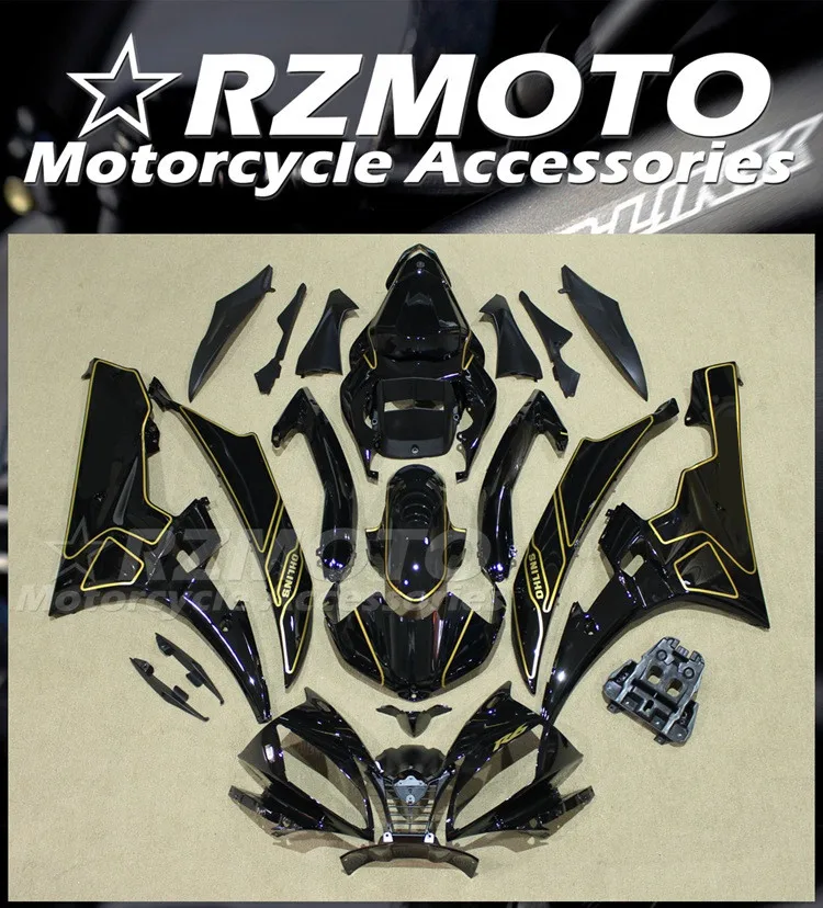 

4Gifts New ABS Motorcycle Fairings Kit Fit For YAMAHA YZF-R6 2006 2007 06 07 Bodywork Set Custom Black Golden