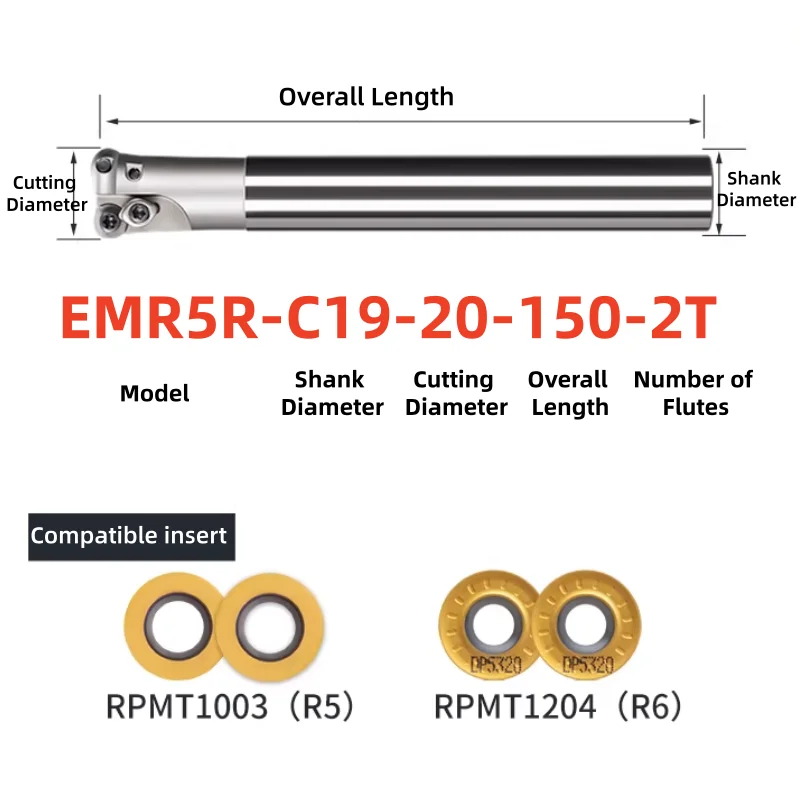 Фото Фреза концевая круглая для токарных станков с ЧПУ EMR C19 C20 C24 C25 C32 5R 4R 6R, ударопрочный держатель для RPMT/RDMW №4