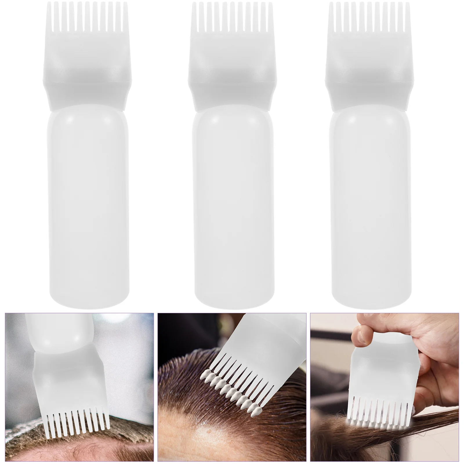 

3pcs Comb Applicator Bottle Hair Oiling Dying Applicator Bottle Root Comb Bottle