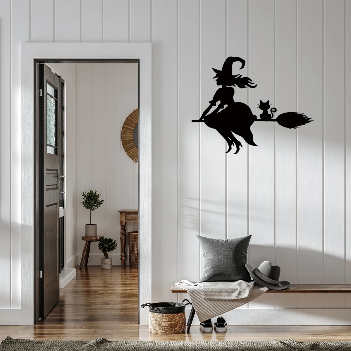 Металлический Настенный Декор Черная Ведьма Бабочка Хэллоуин Тема Акцент