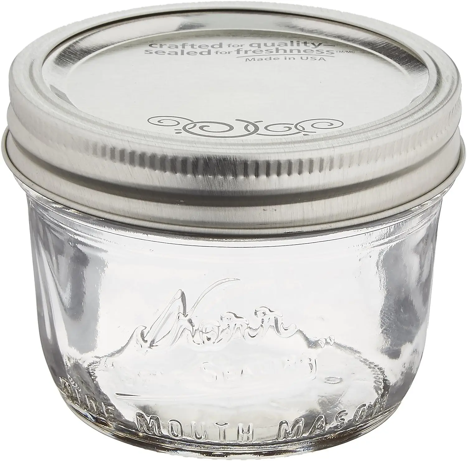 

Wide Mouth Half-Pint Glass Mason Jars 8-Ounces with Lids and Bands 12-Count per Case (1-Case) Food container with lid disposable