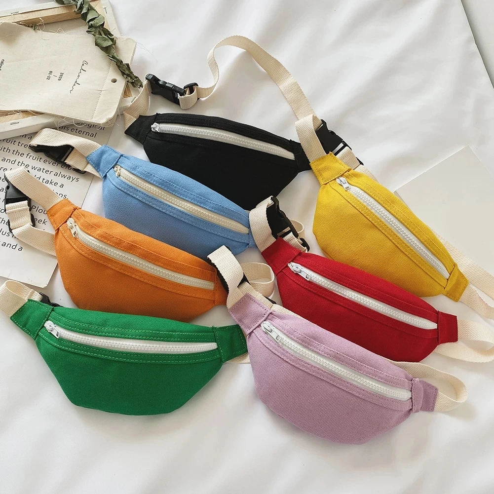 Children's Mini Waist Bag Canvas Kids Red Fanny Pack Boys Girls Phone Wallet Chest Bag Baby Belt Bag Waist Packs