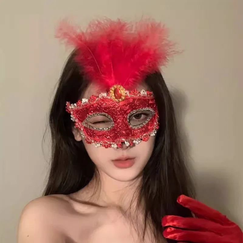 Женская маскарадная маска, венецианский костюм, костюм на половину лица, косплей, кружевное покрытие для глаз, Хэллоуин, карнавал, вечеринка, маска с перьями бабочки (art.: 3920cd1b490c8) - 3920cd1b490c8