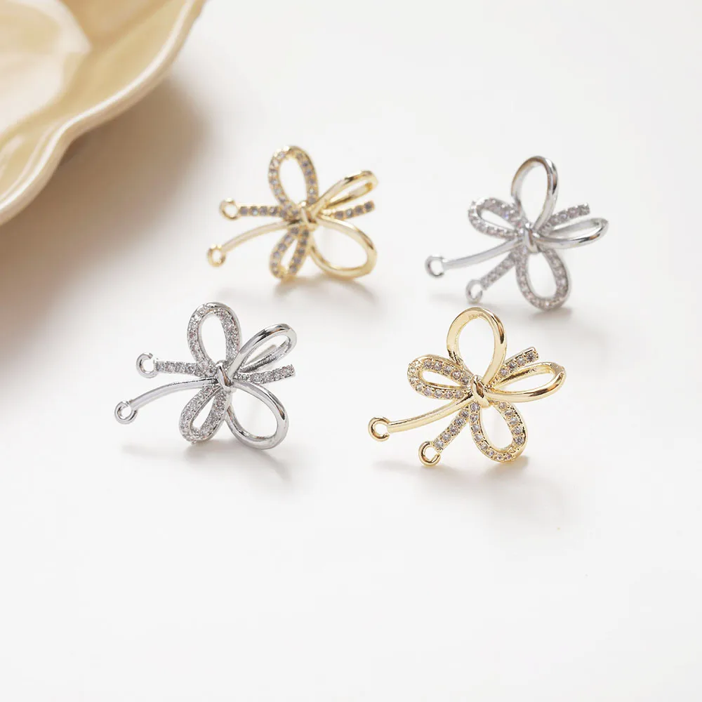 

Серьги-гвоздики с фианитами для ювелирных изделий, фурнитура ручной работы из латуни с покрытием из 14-каратного золота, 15 х20 мм, 2 шт.