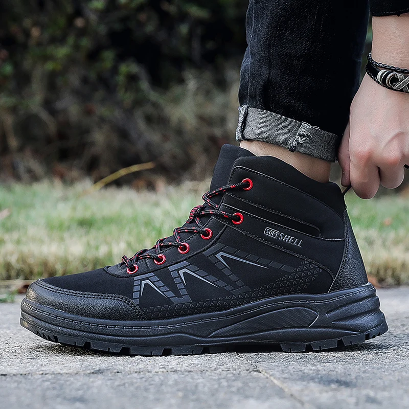 R.XJIAN Men's Outdoor Walking Sports Leisure Breathable Comfortable Wear Resistant Anti Slip Mountaineering Motorcycle Boots