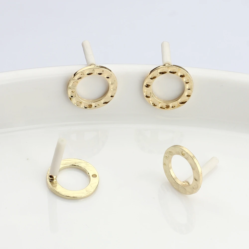 

Gold Zinc Alloy Stud Earrings Simple Round Circle Base Earrings Connectors 10pcs/lot For DIY Drop Earrings Jewelry Accessories