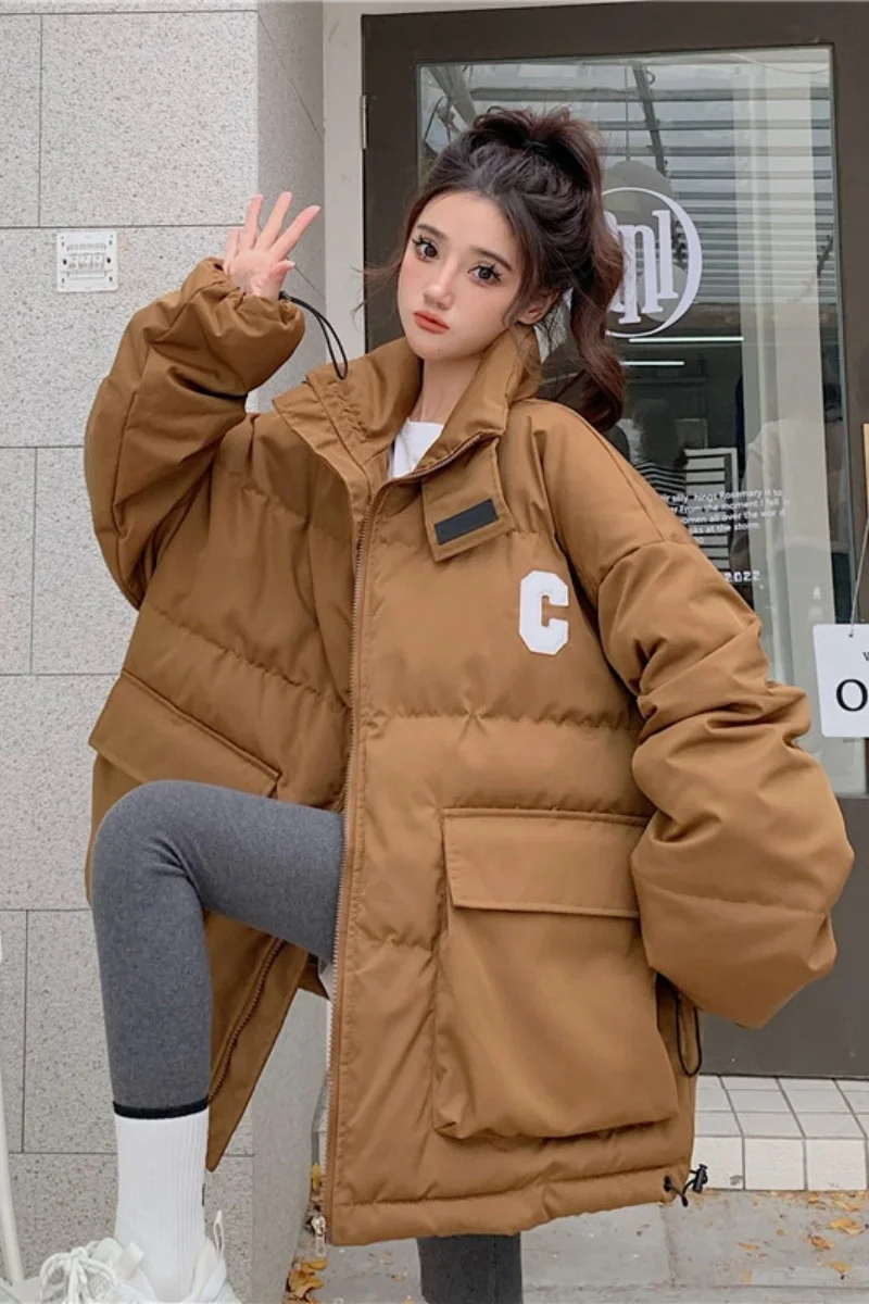 Thickened Cotton Padded Coat Women's 2022 New Warm Bread Down Jacket Stand Collar Cotton Padded Jacket For Lovers