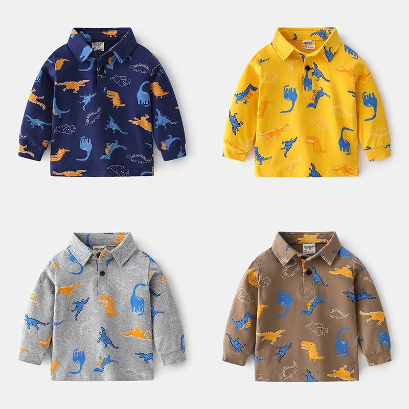

2022 Spring Baby Boys Polo Shirts Long Sleeve Anchor Lapel Clothes for Girls Cotton Breathable Kids Outwear Toddler Boy Shirts