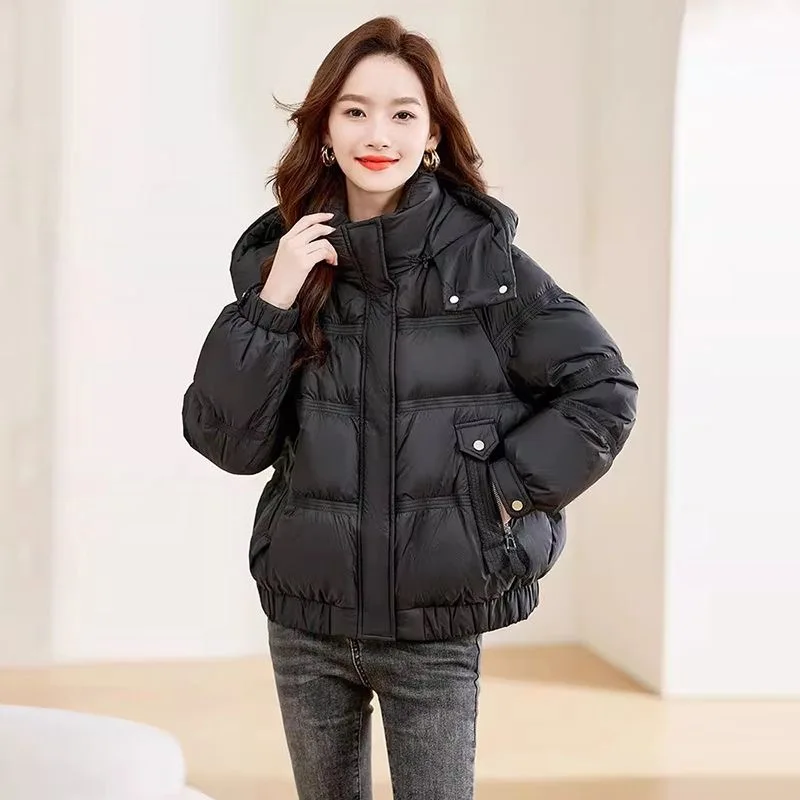 Корейские повседневные хлопковые парки с капюшоном зимние теплые новые