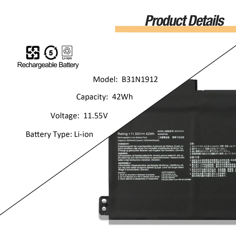 42 Втч B31N1912 C31N1912 Замена аккумулятора для ноутбука ASUS VivoBook 14 E410MA L410MA F414MA E510MA E510KA L510MA