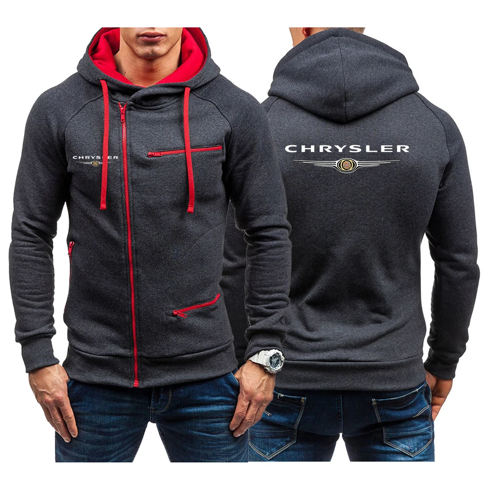 

CHRYSLER 2023 Men's New Hight Quality Long Sleeve Cotton Hoodie Printing Sweatshirts Jacket Hooded Zip Up Pullover Outwear Tops