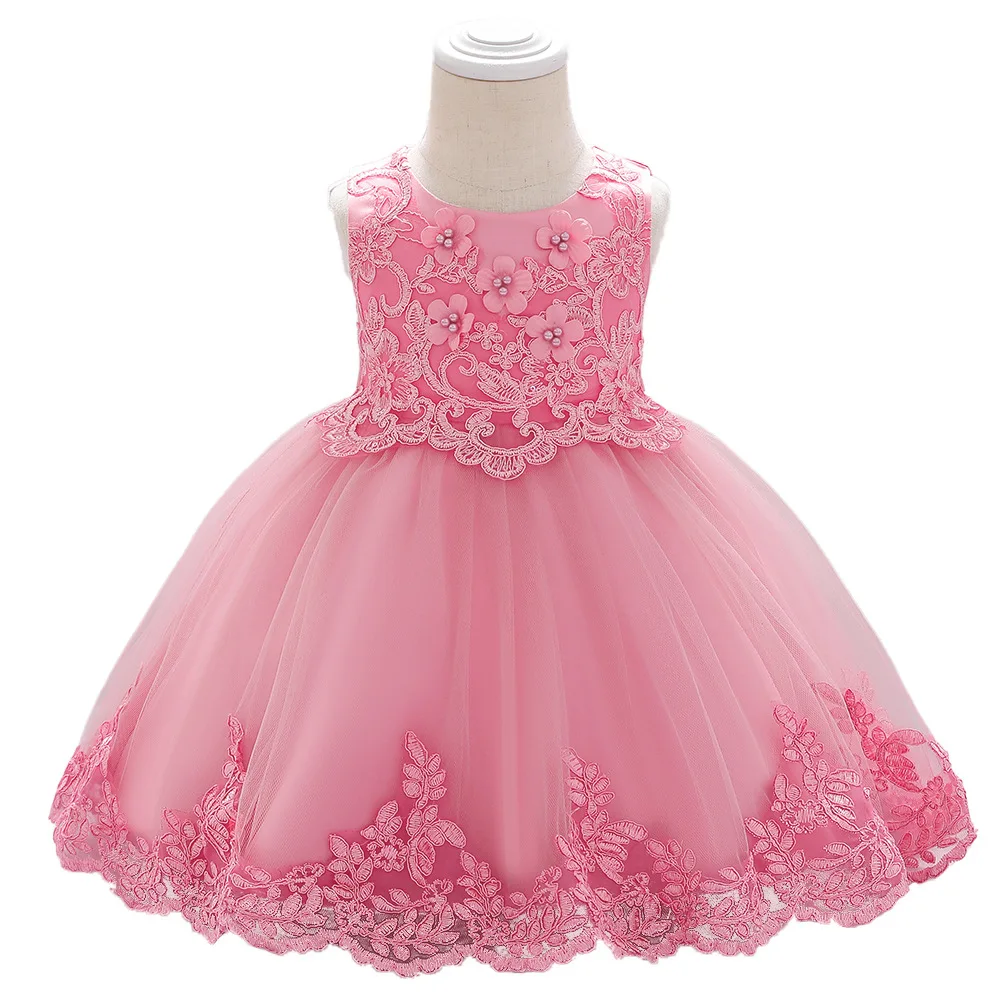

0-10Years Kids Dress For Girls Lace Bead Embroidery Party Prom Gown Children Wedding Birthday Dress Girls Pageant Formal Dress
