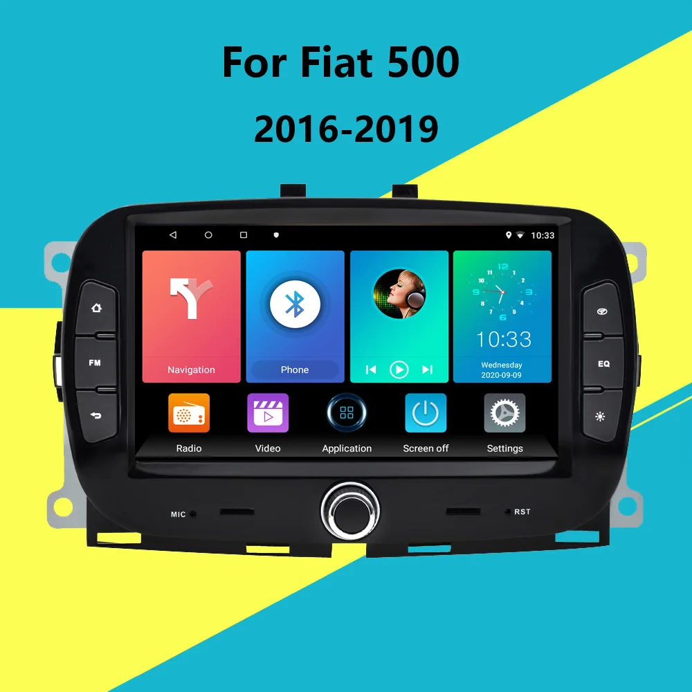 

For Fiat 500 2016- 2019 7 Inch 2 Din Android 10 AM FM RDS DSP Car Multimedia Player WIFI Navigation GPS Auto Stereo Head Unit