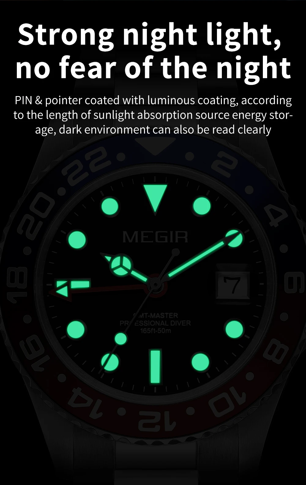 Фото Часы наручные GMT Мужские С швейцарским механизмом, водонепроницаемые деловые Роскошные Кварцевые, из нержавеющей стали №3