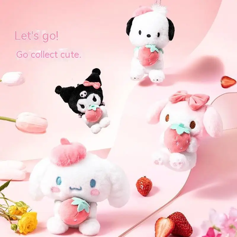 

Sanrio серия клубника сидящий кулон Kawaii Kuromi My Melody Cinnamoroll мультяшный милый брелок школьный рюкзак кулон девочка подарок