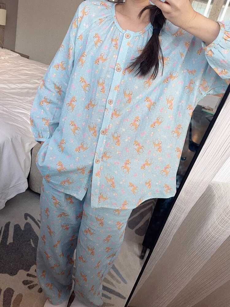 Японские модные пижамы Sweet Cherry для женщин новинка 2024 весенняя свободная одежда из