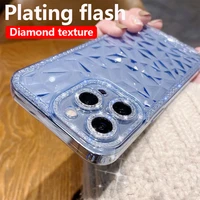 luxury glitter diamond texture clear case for iphone 13 12 11 max pro x xs xr 8 7 plus se 2020 2022 silicone transparent cover