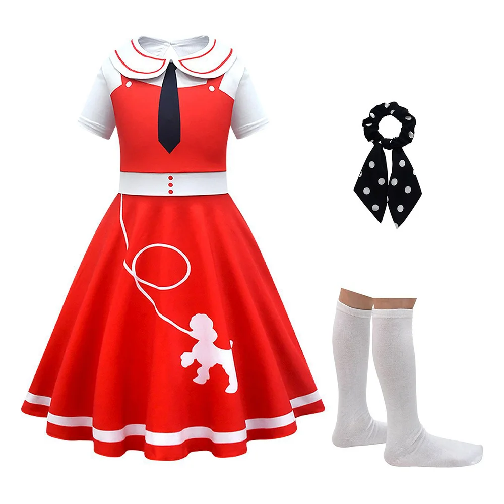 6 шт./комплект детский красный костюм с юбкой