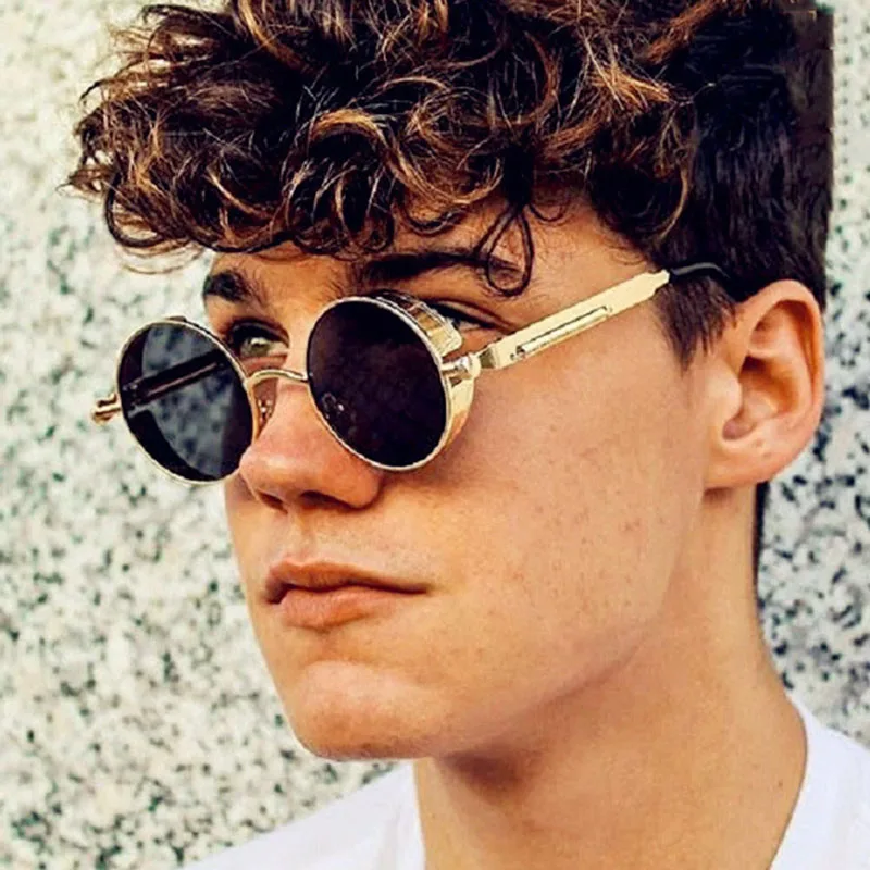 

DYTYMJ Steampunk Sunglasses Men Vintage Round Metal Gothic Glasses Luxury Designer Punk Sun Glasses Men/Women Gafas De Sol Mujer