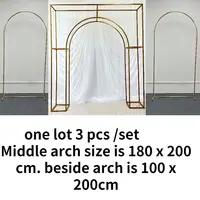 3PCS Luxury Shiny Gold Flower Arch Wedding Background Door Screen Decor Welcome Flag Hanging Rack Baby Baptism Balloon Arches