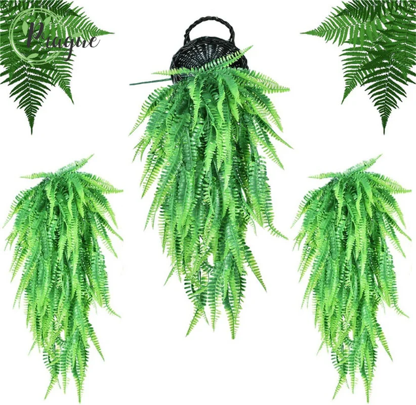 

1/2PC Persian Fern Leaves Vines Simulation Wall Hanging Artificial Plants Grass Wedding Party Wall Balcony Home Room Decor