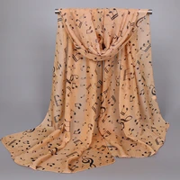 chiffon polka women scarves silk scarf music notation print long soft wrap scarf shawl beach scarves vintage travel light scarf